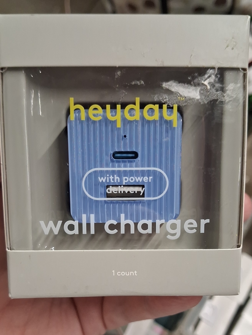 heyday Light Blue USB-C Wall Charger with USB-A Port